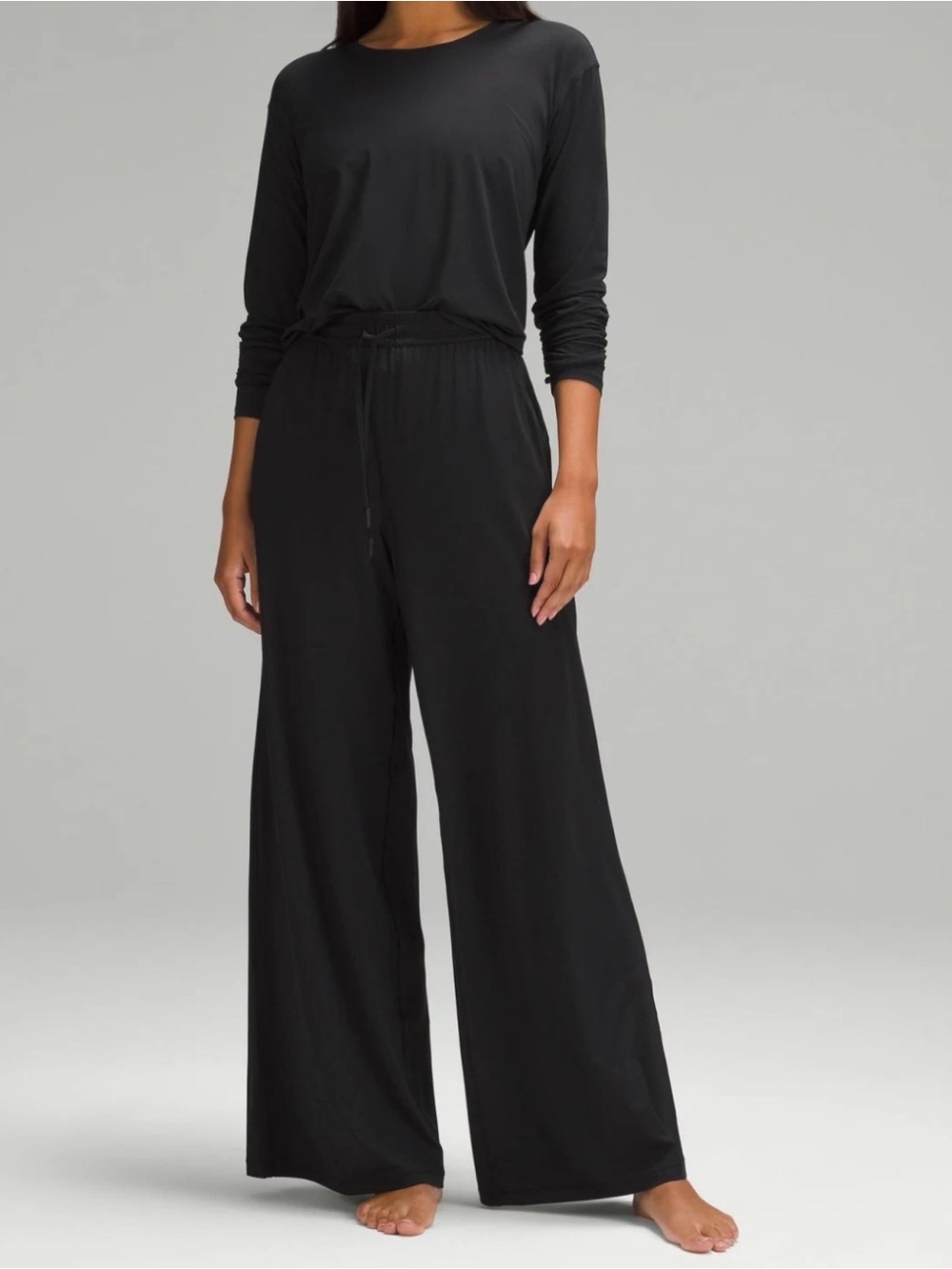 Lululemon Black Modal High-Rise Wide-Leg Lounge Pant 8
